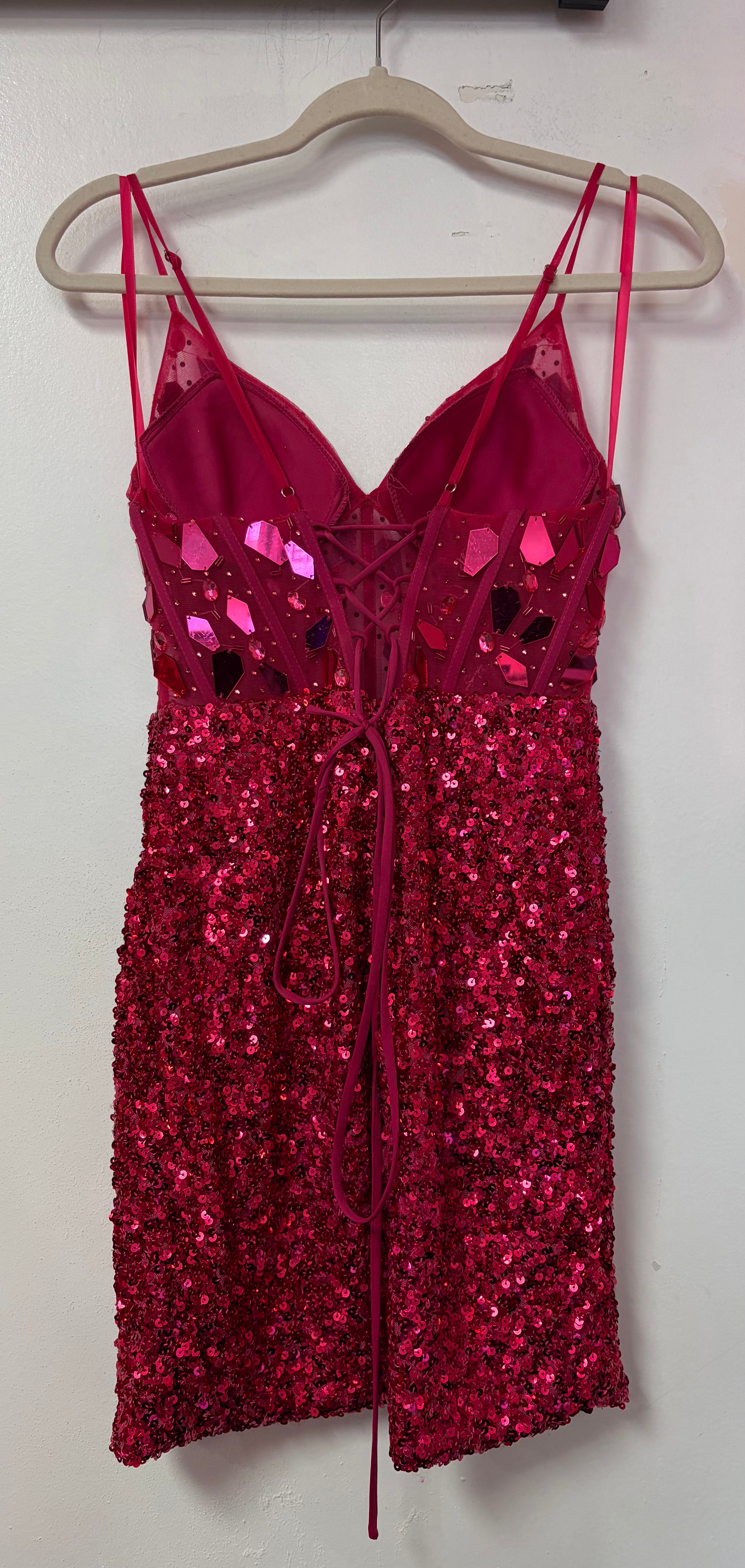 Amelia Couture 5057S Shattered Glass Sequin Mini Dress