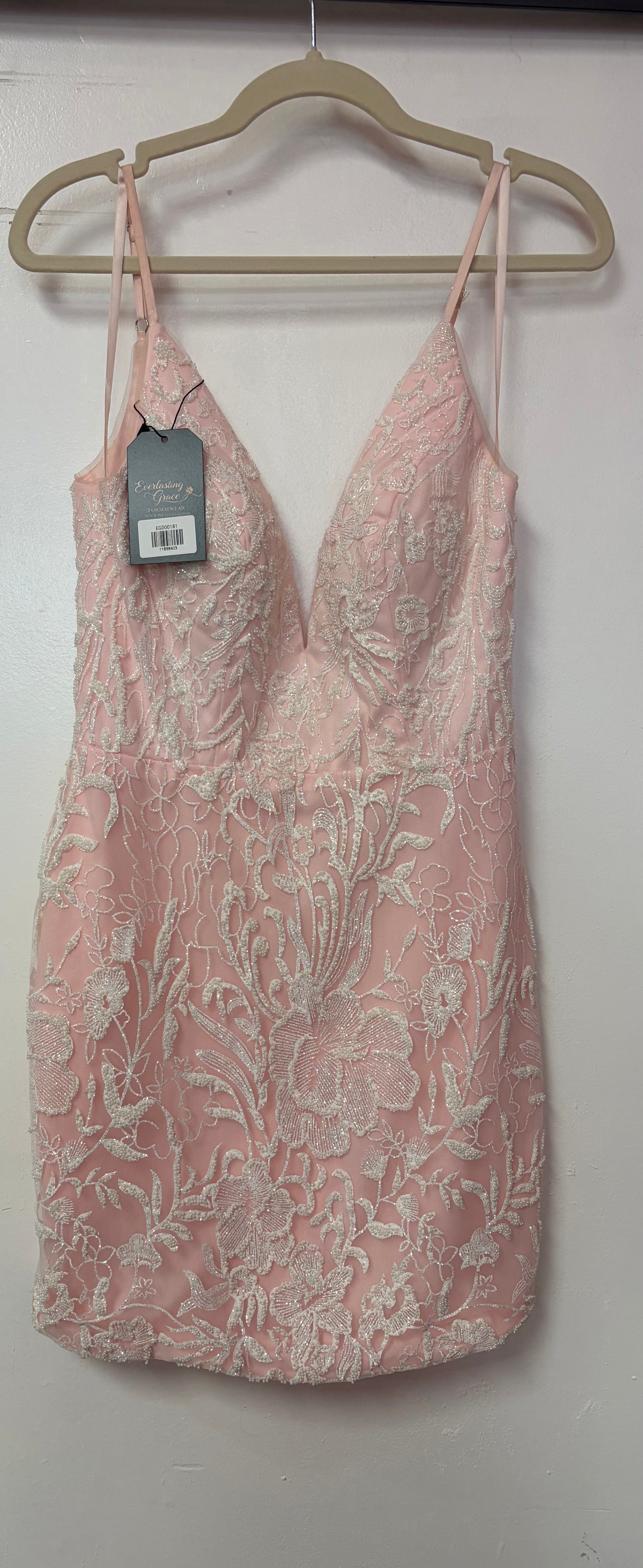 Clarisse 30221 Blush Beaded Cocktail Dress