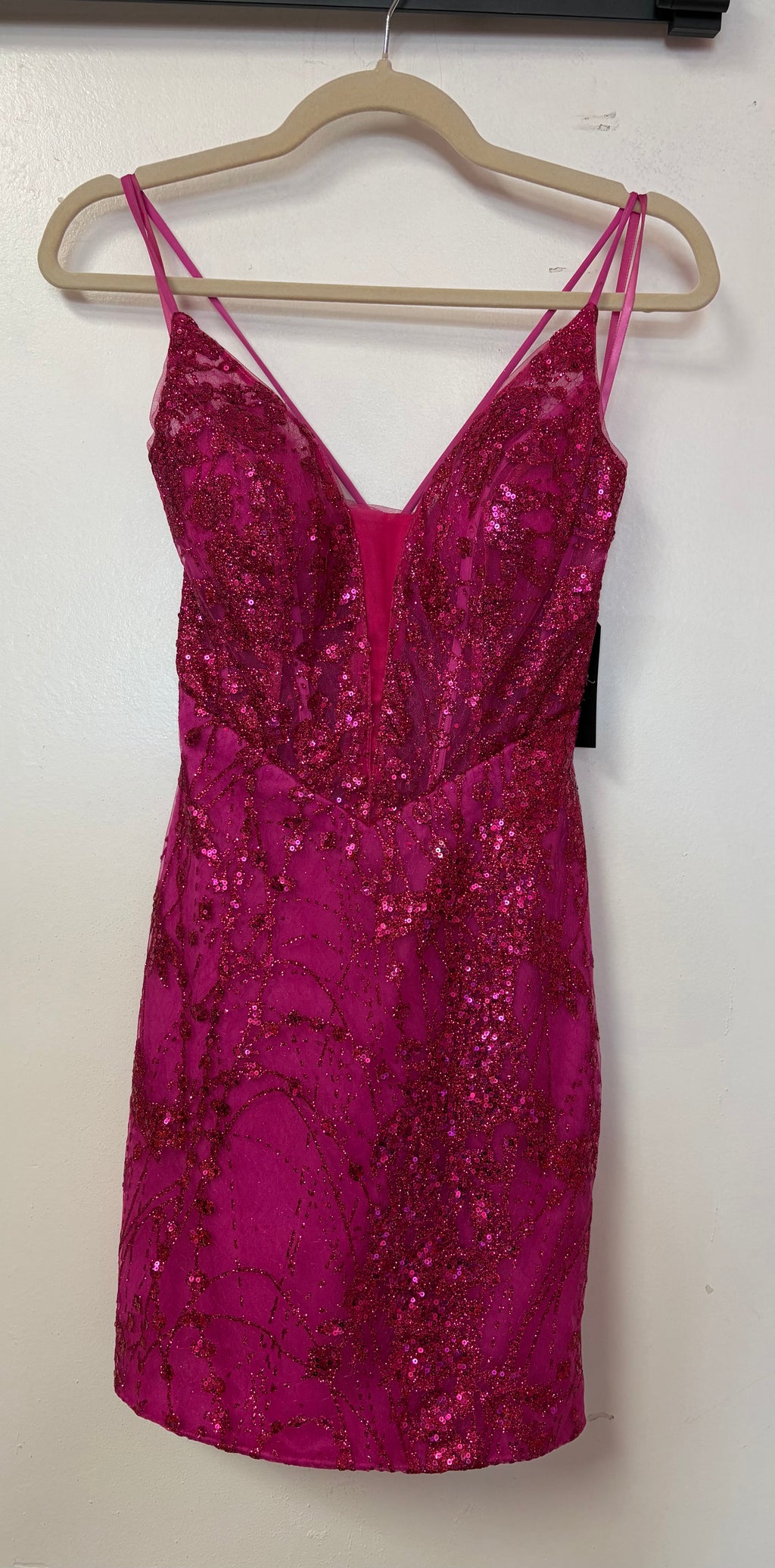 Nox Anabel C783 Fuchsia Sequin Corset Homecoming Dress