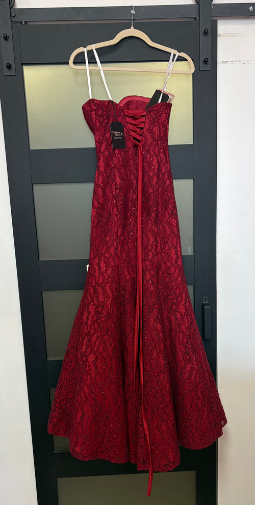 Alyce Paris 1294 Red Lace Mermaid Gown