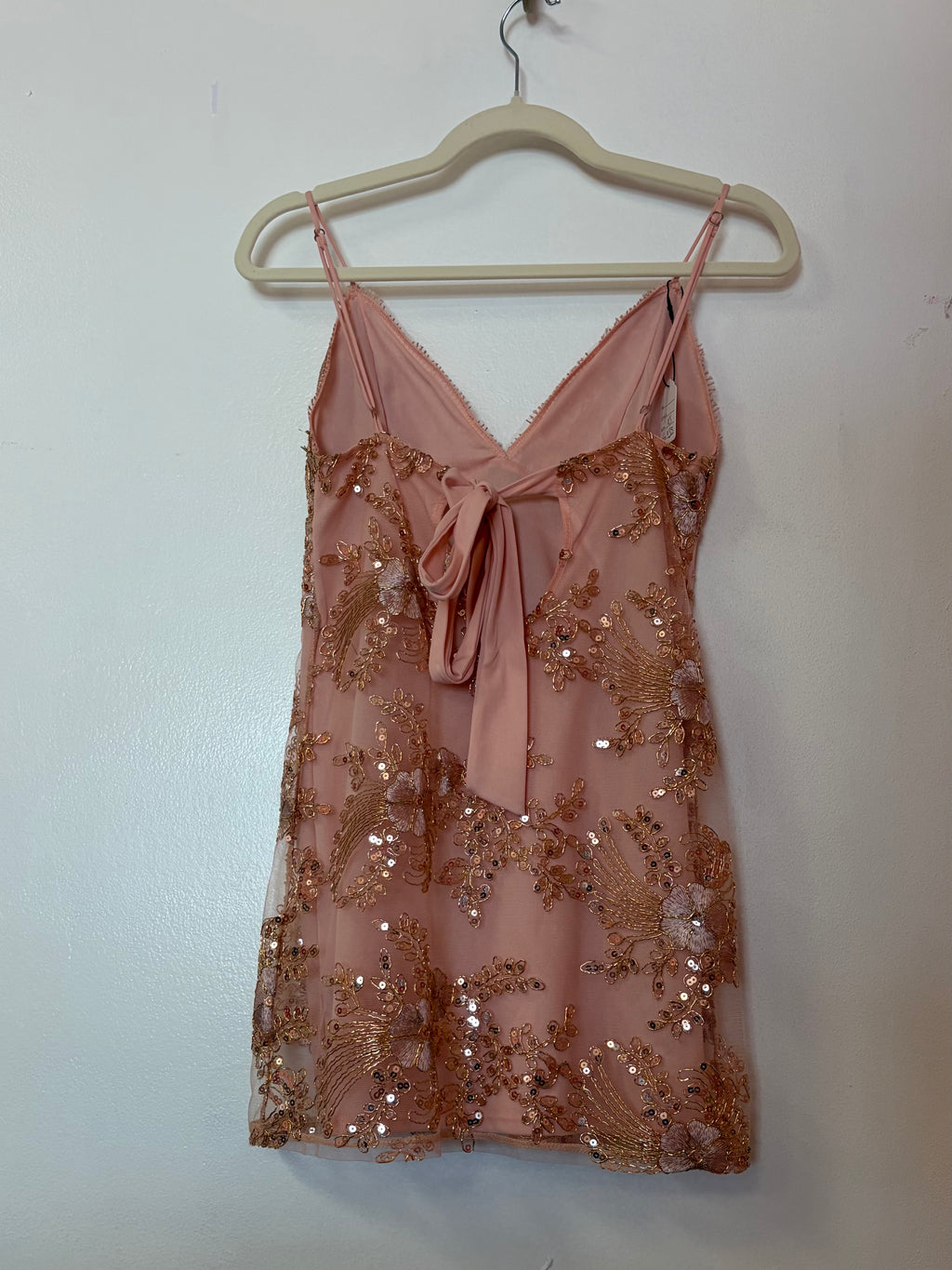 Lucy in the Sky Blush Pink Floral Sequin Mini Dress