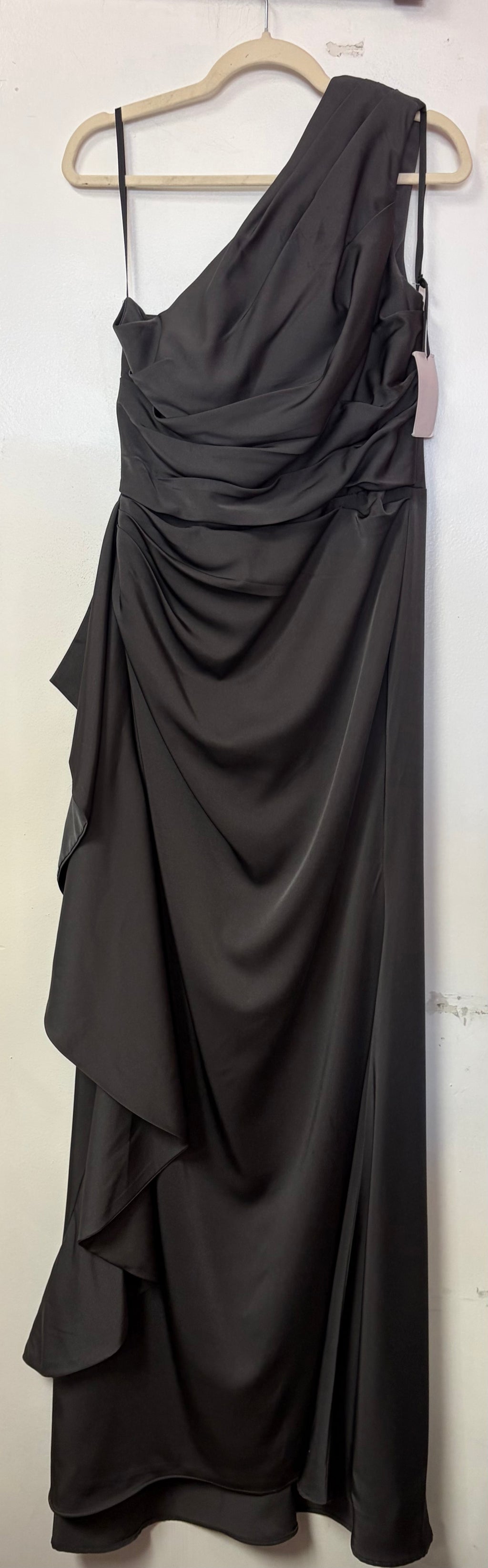 Alyce Paris 27624 Charcoal One Shoulder Draped Gown