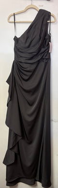 Alyce Paris 27624 Charcoal One Shoulder Draped Gown