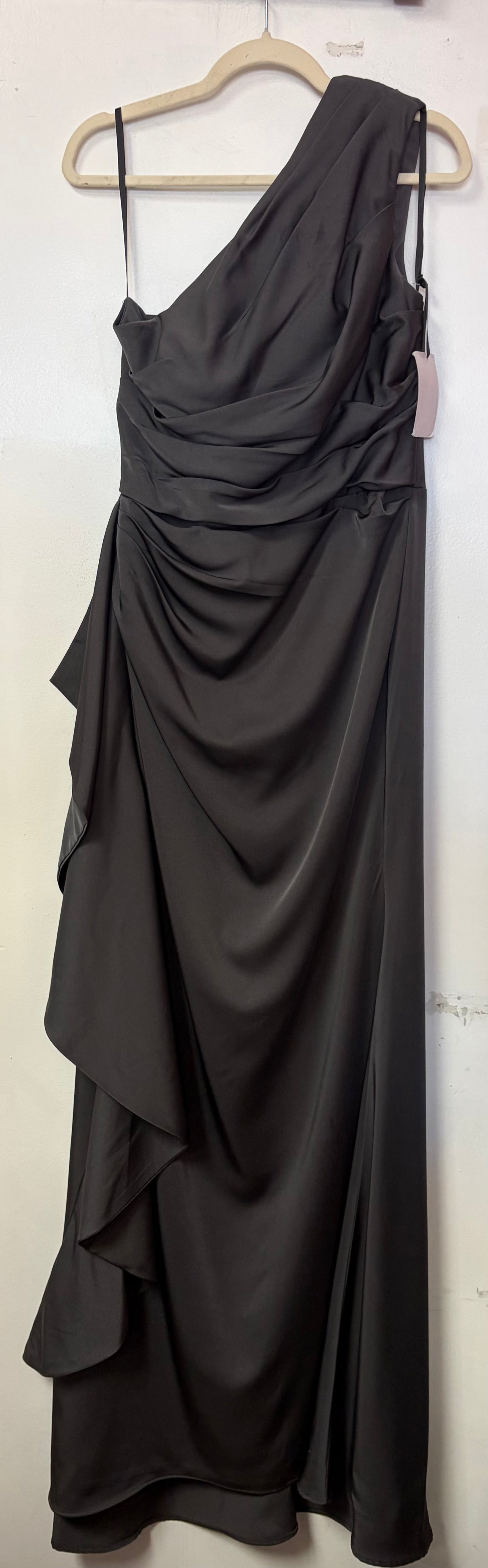 Alyce Paris 27624 Charcoal One Shoulder Draped Gown