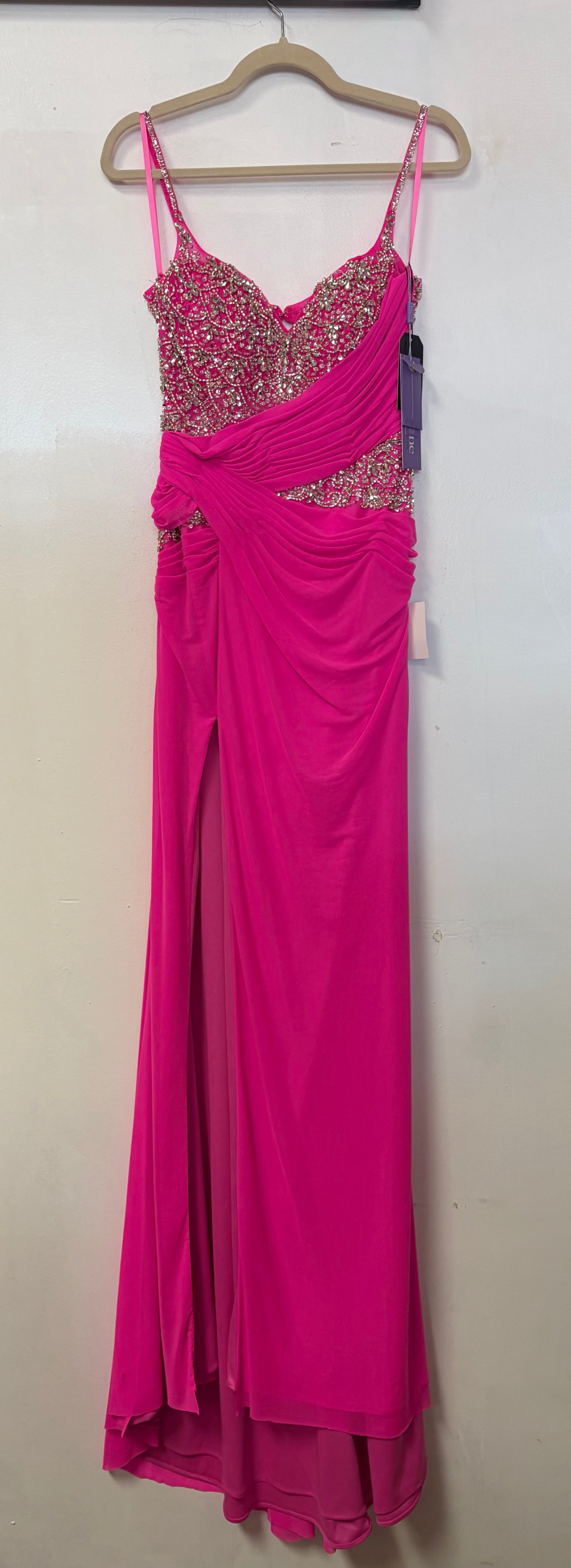 LaDivine CDS552 Beaded Bodice Evening Gown with Thigh-High Slit