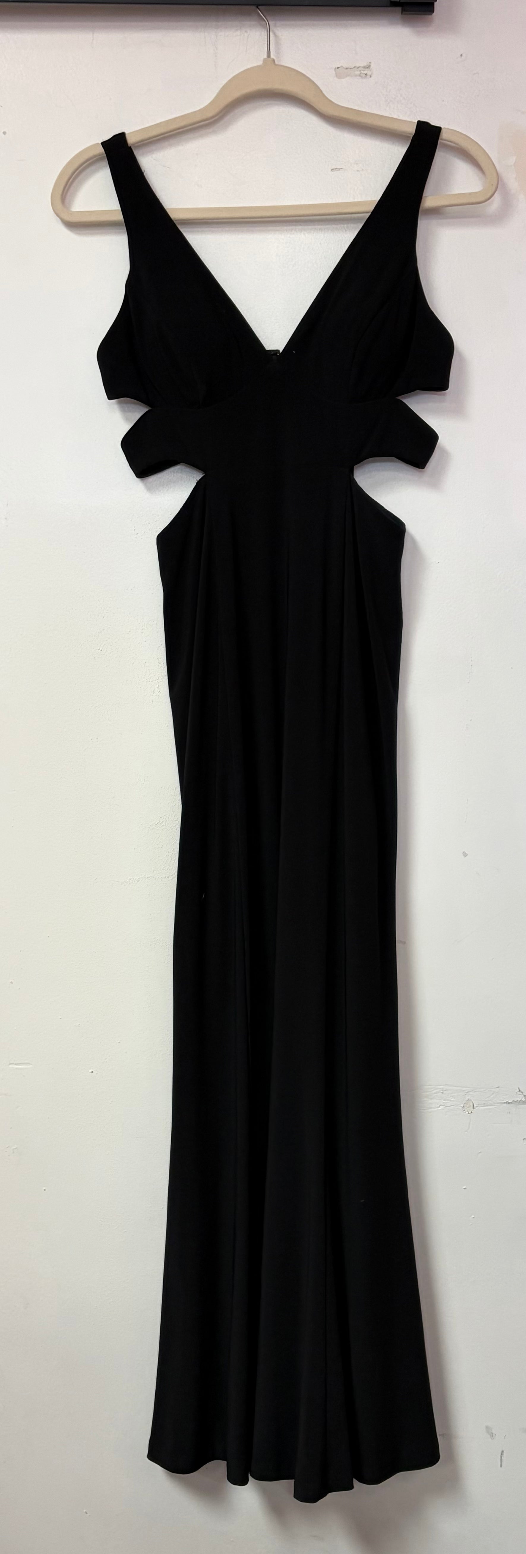 Faviana 7541 Black V Neck Side Cutout Gown