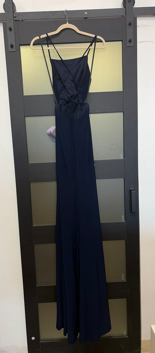 Alyce Paris Navy Open-Back Formal Gown