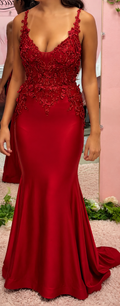 Ellie Wilde EW122041 Red Mermaid Gown with 3D Floral Lace Appliqué Bodice