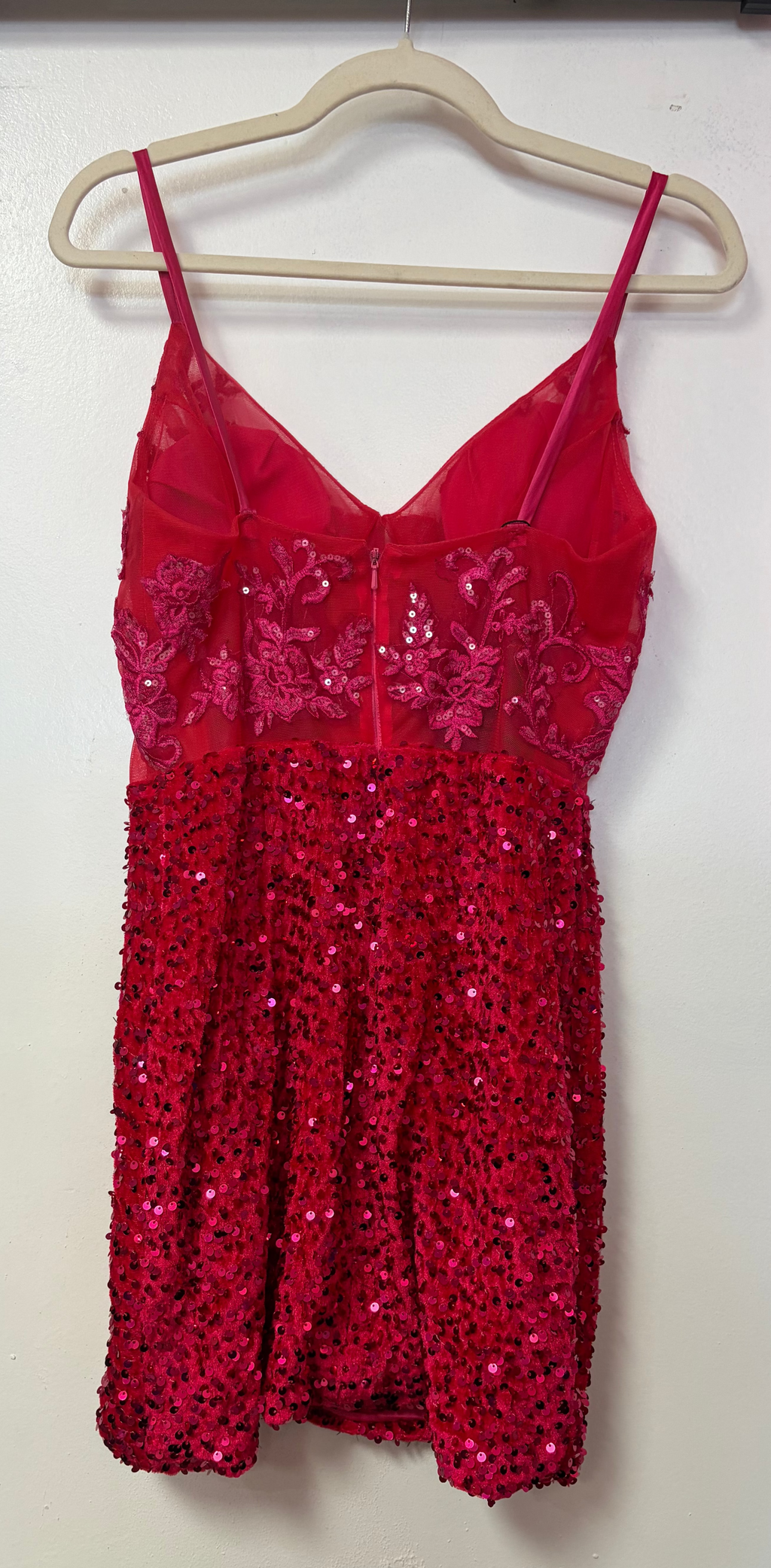 Hot Pink Lace & Sequin Bodycon Homecoming Dress