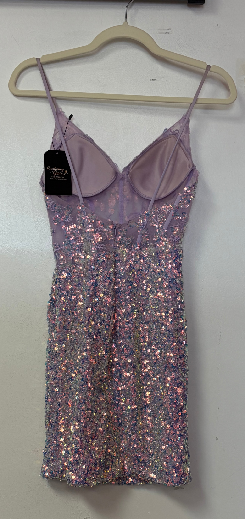 Nox Anabel Q795 Lilac Iridescent Sequin Cocktail Dress