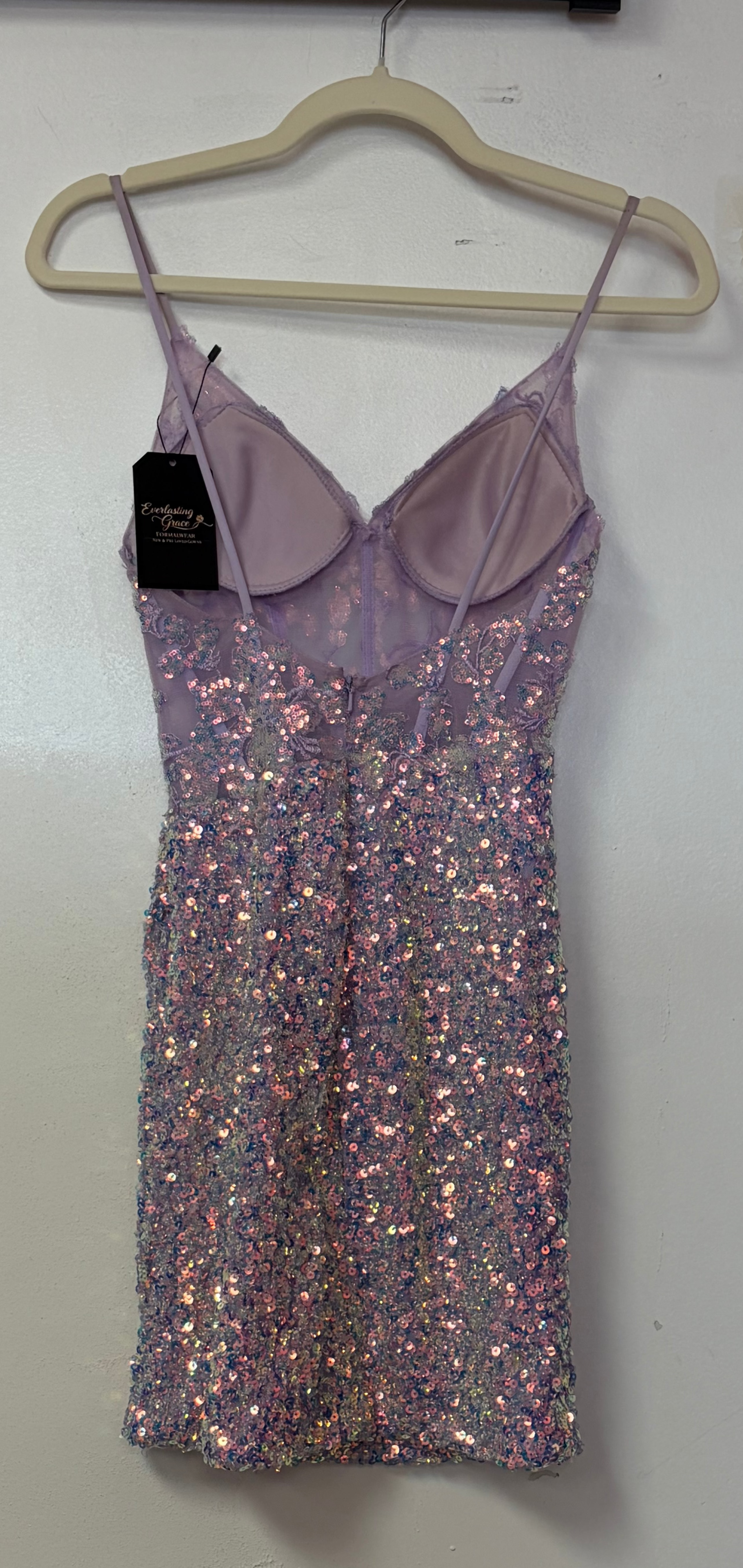 Nox Anabel Q795 Lilac Iridescent Sequin Cocktail Dress