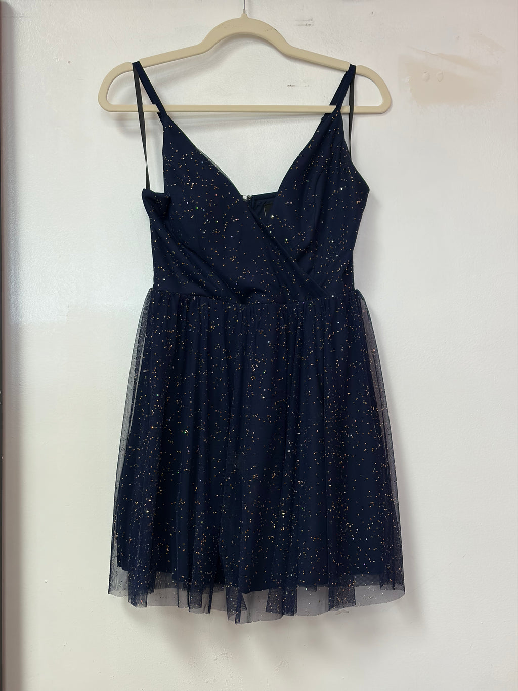 Windsor Navy Glitter Tulle Fit & Flare Homecoming Dress