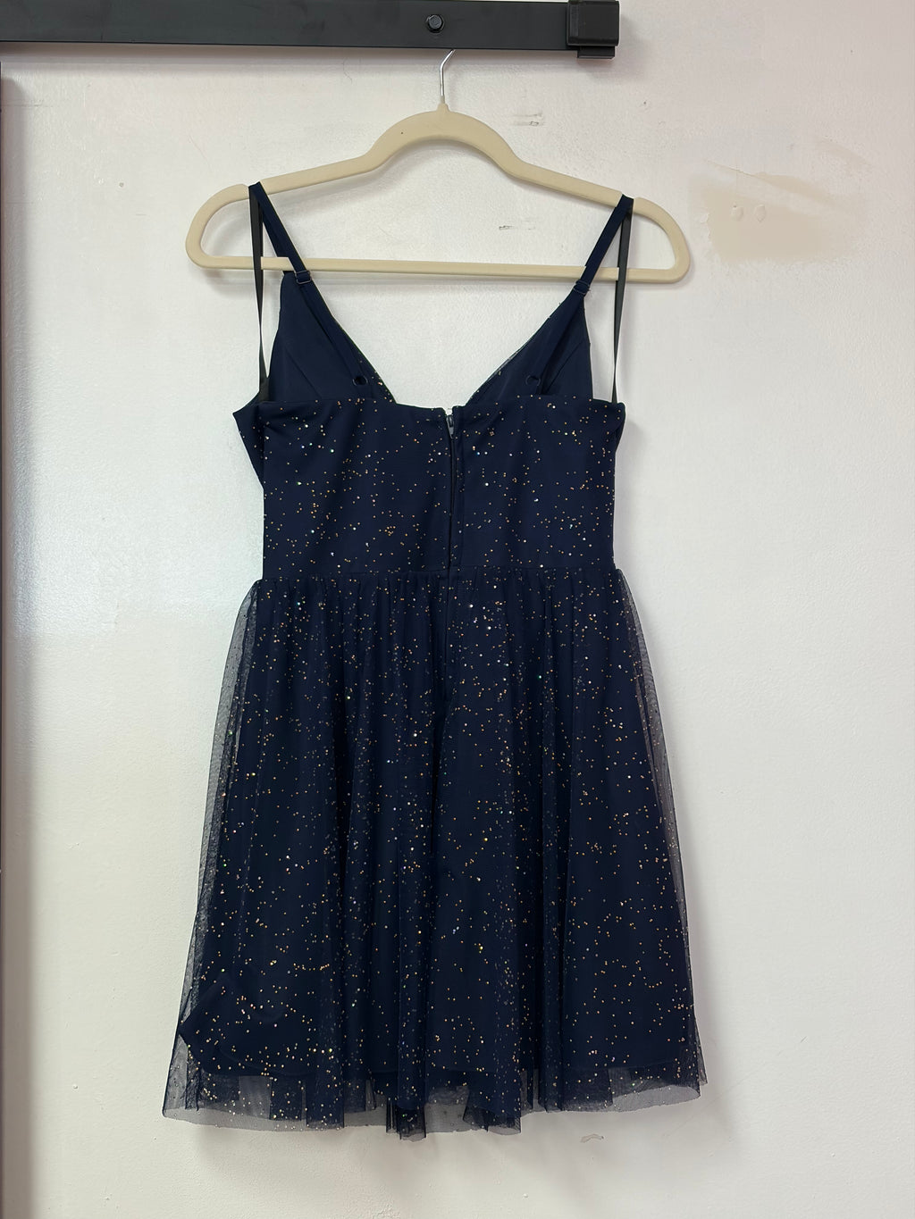Windsor Navy Glitter Tulle Fit & Flare Homecoming Dress