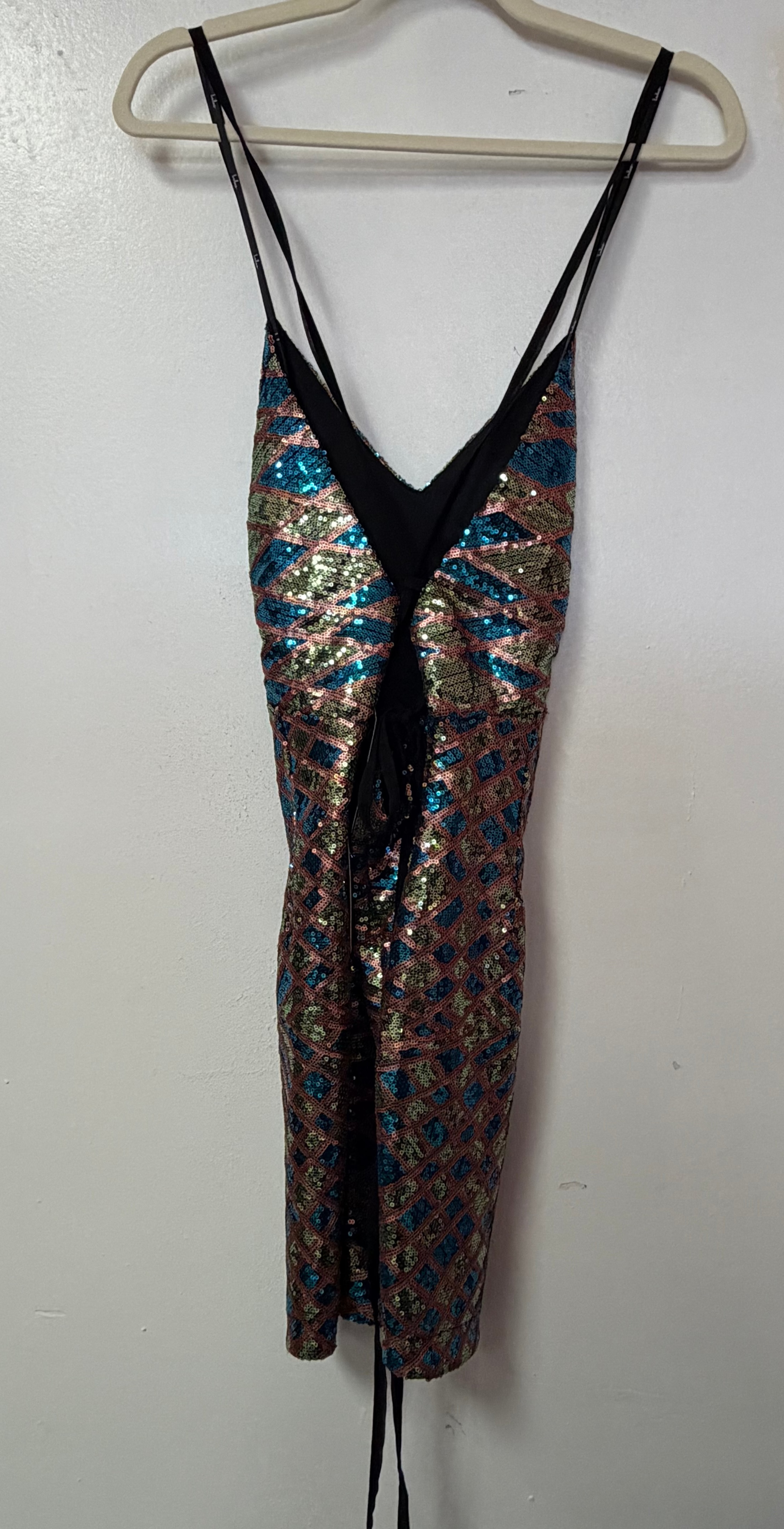 Lulus Multicolor Sequin Cutout Cocktail Dress