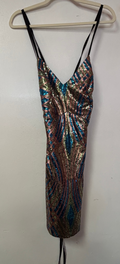 Lulus Multicolor Sequin Cutout Cocktail Dress