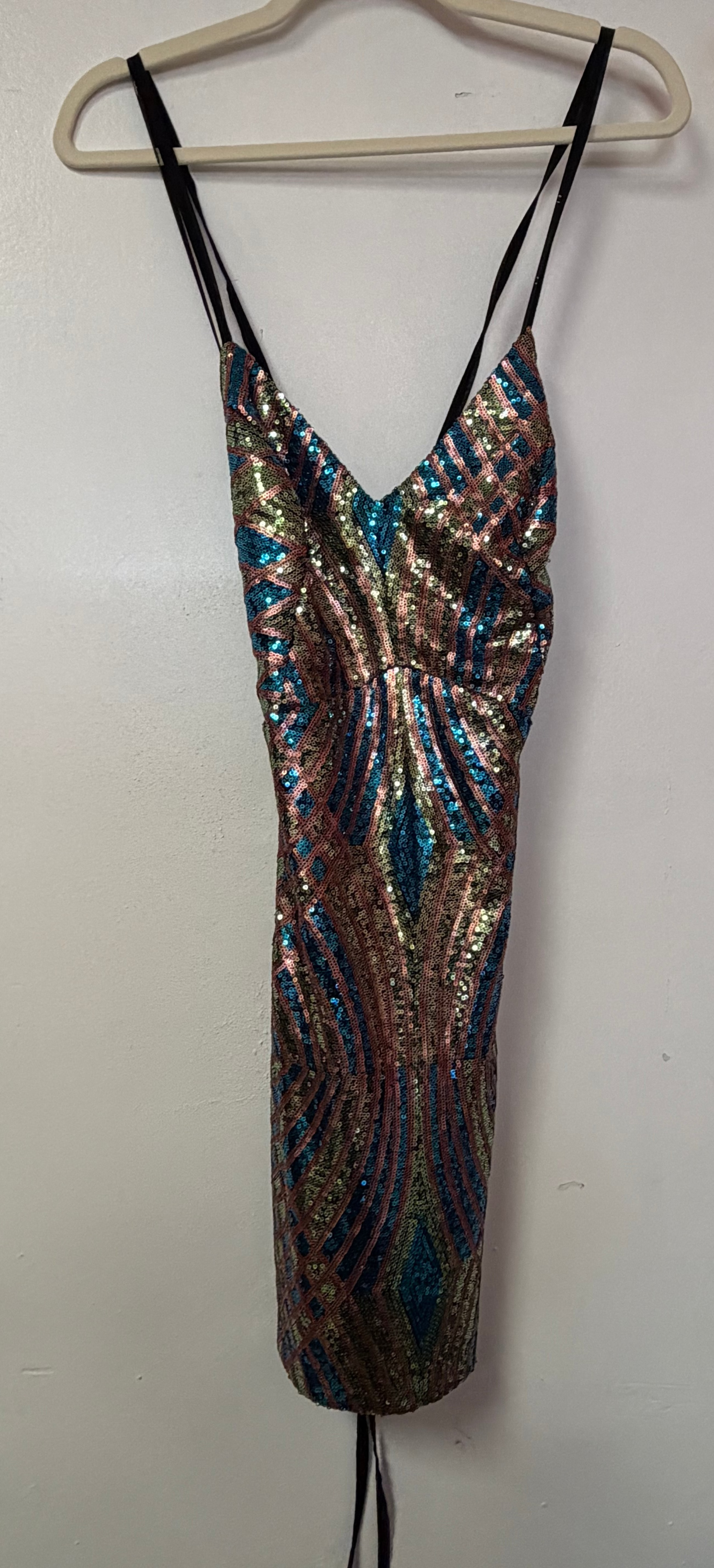 Lulus Multicolor Sequin Cutout Cocktail Dress