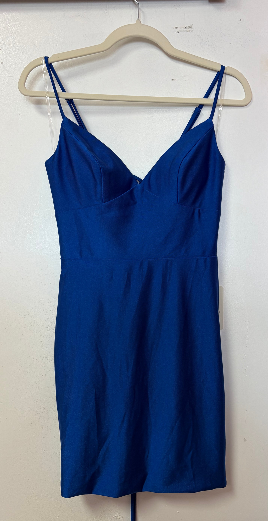 Stacees S8698H Royal Blue Satin V-Neck Short Formal Dress