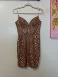 Nox Anabel F958 Gold Beaded Sequin Corset Mini Dress