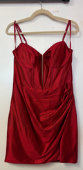 Abby Paris 94192 Red Shimmer Corset Mini Dress