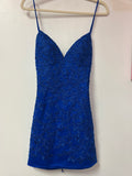 Faviana S10626 Royal Blue Lace Appliqué Cocktail Dress