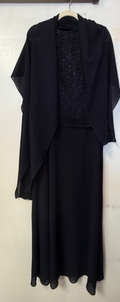 David’s Bridal Navy Gown with Matching Shawl