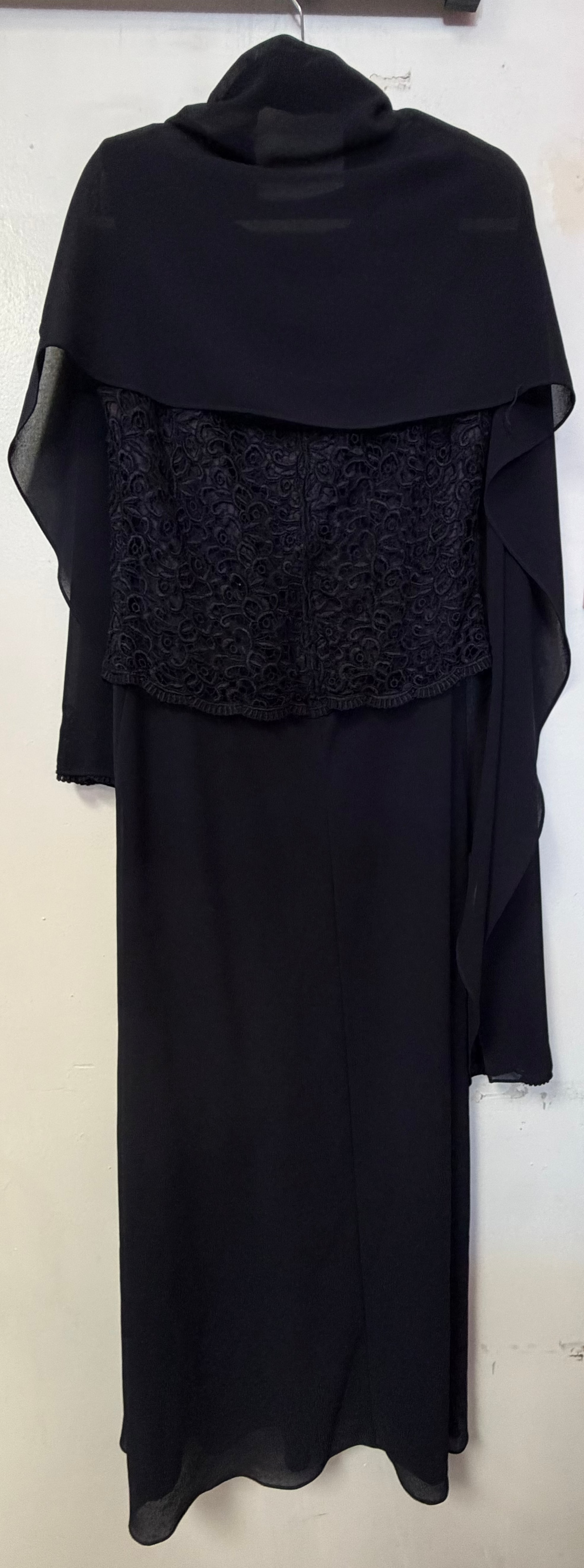 David’s Bridal Navy Gown with Matching Shawl