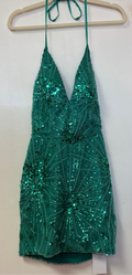 Portia and Scarlett PS23136 Emerald Sequin Halter Mini Dress