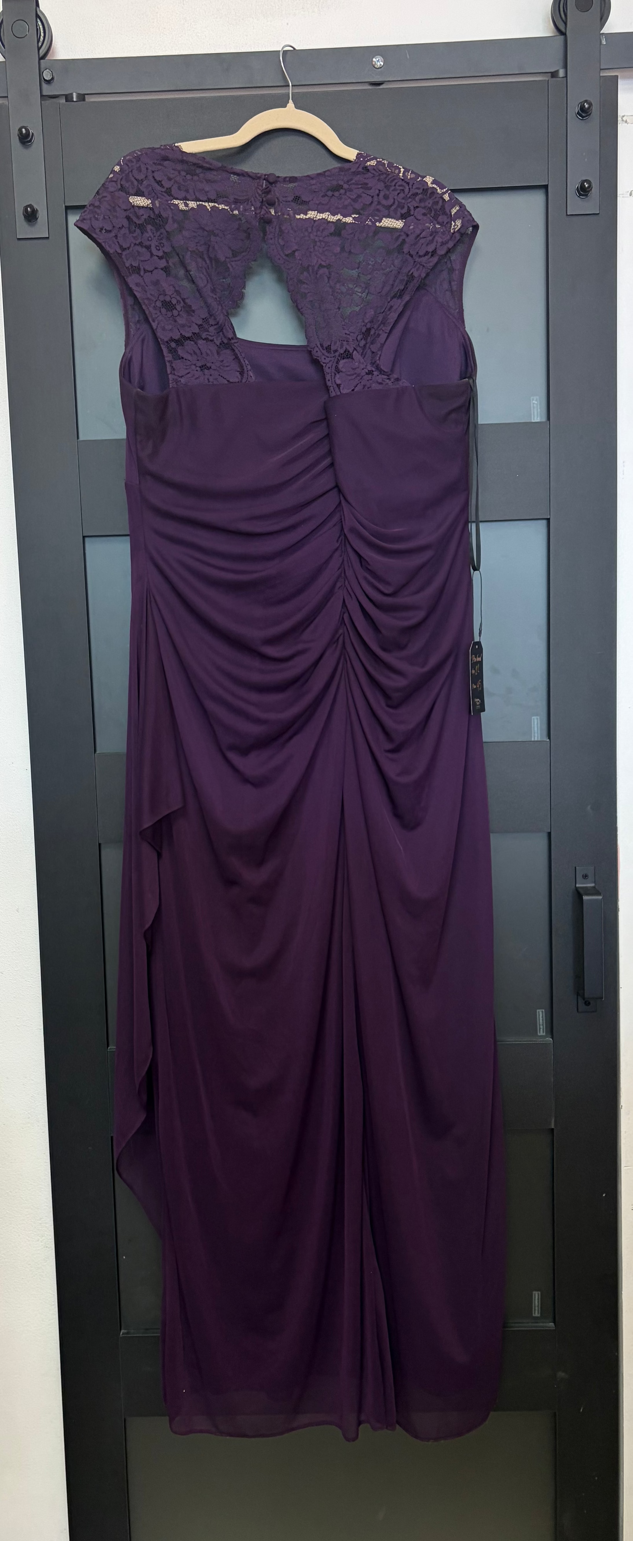 Xscape Deep Purple Lace Accent Formal Dress
