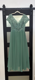 Sage Green Beaded Lace Chiffon A-Line Formal Gown
