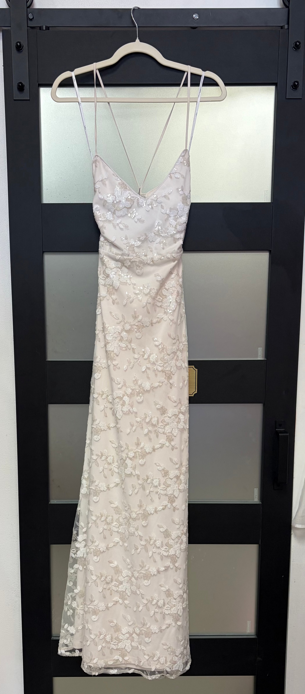 Lulus Ivory Open-Back Floral Appliqué Dress