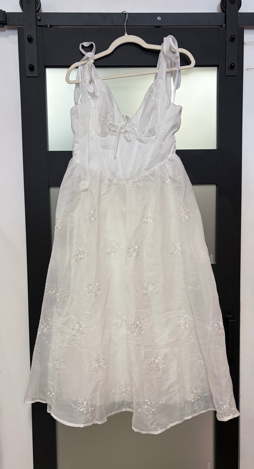 Lulus White Embroidered Tie-Shoulder Mini Dress
