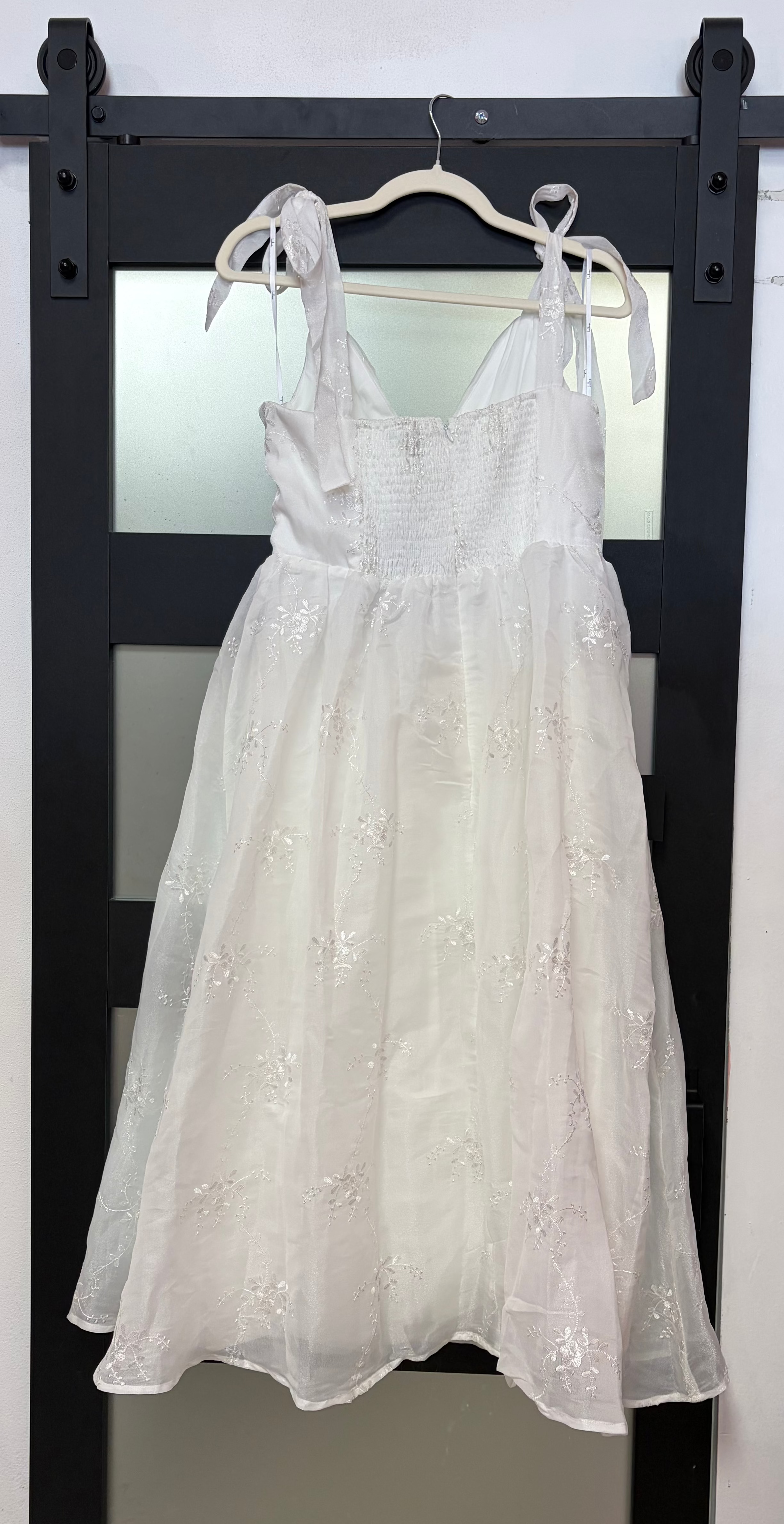 Lulus White Embroidered Tie-Shoulder Mini Dress