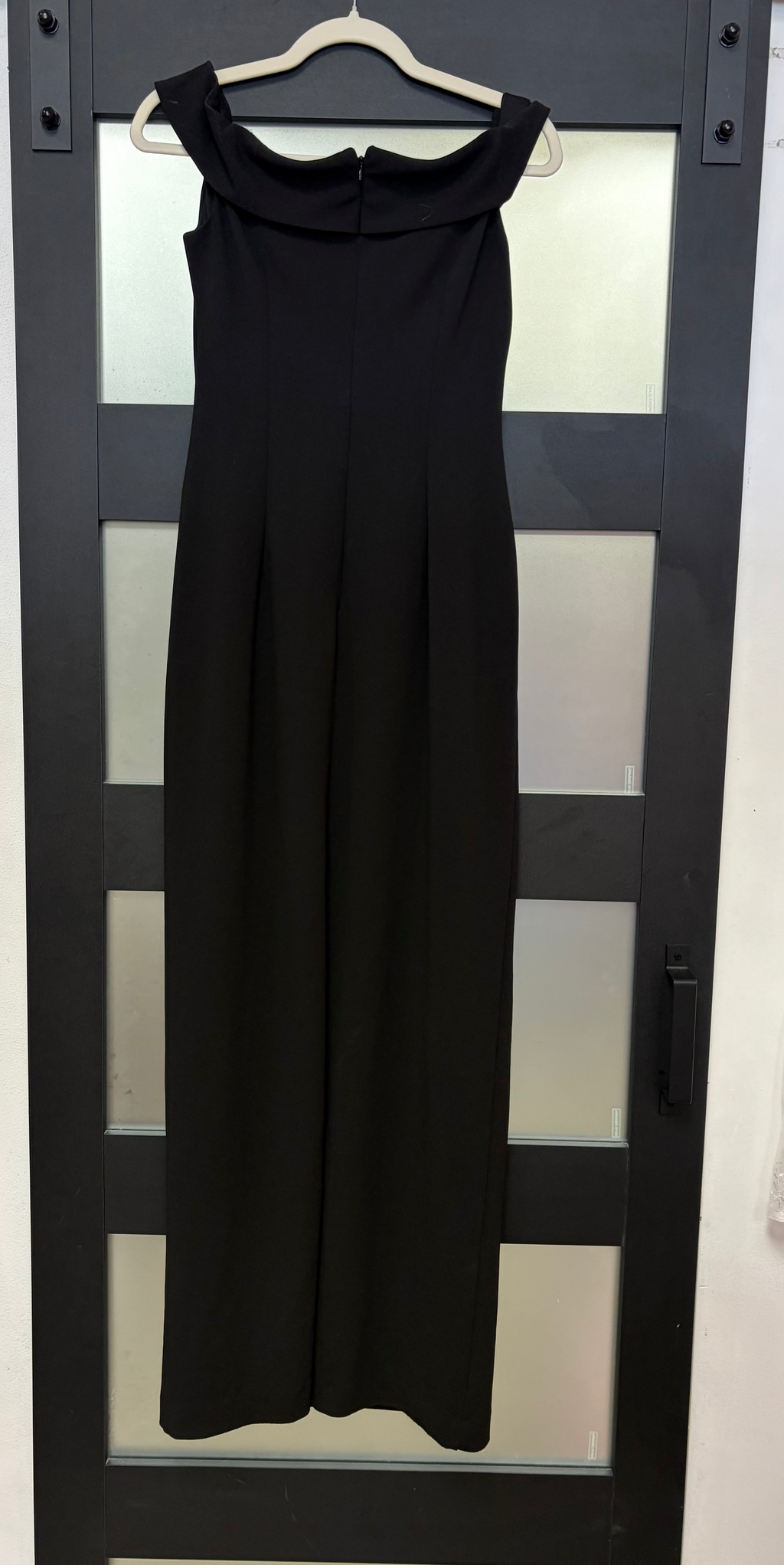 DB Studio Black Draped Off-the-Shoulder Formal Gown