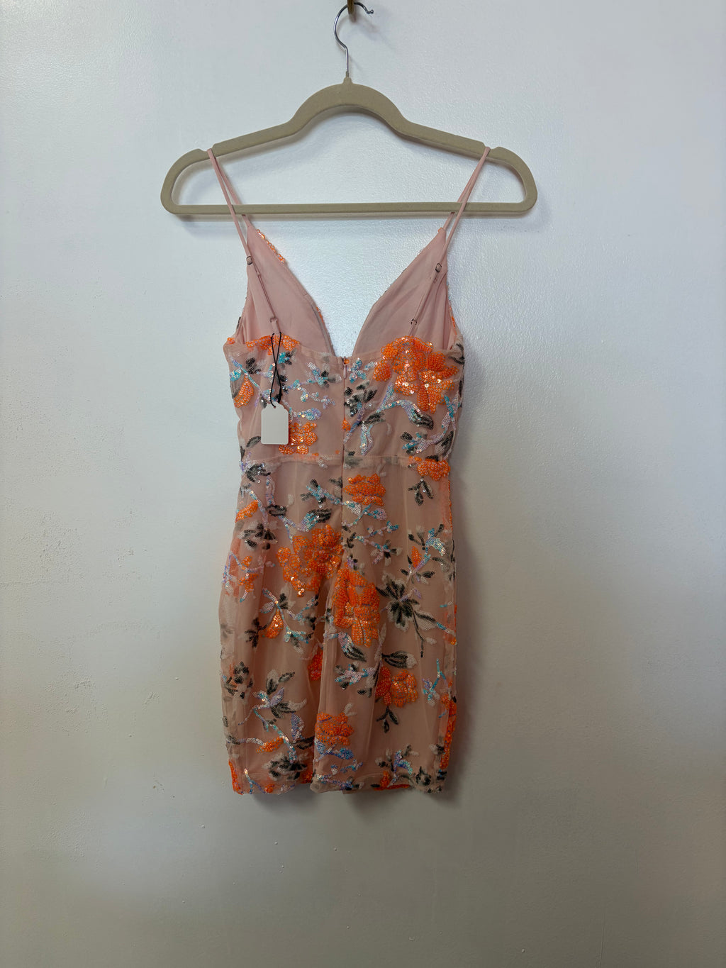 Lucy in the Sky Blush Pink Floral Sequin Mini Dress
