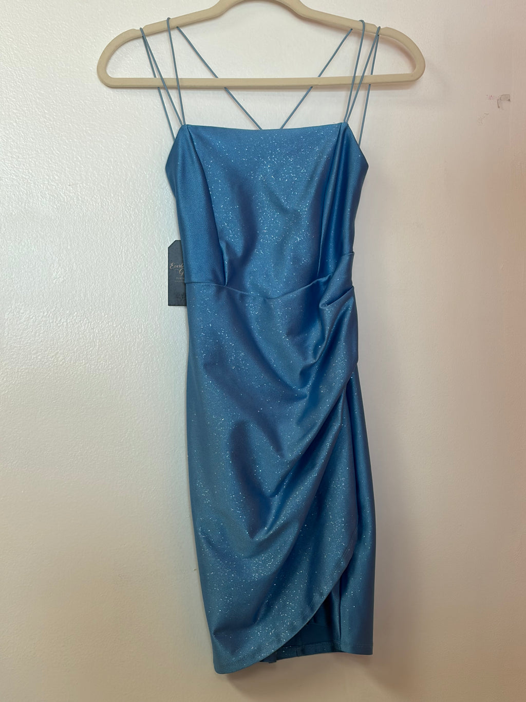 Honey & Rosie Dusty Blue Glitter Bodycon Mini Dress