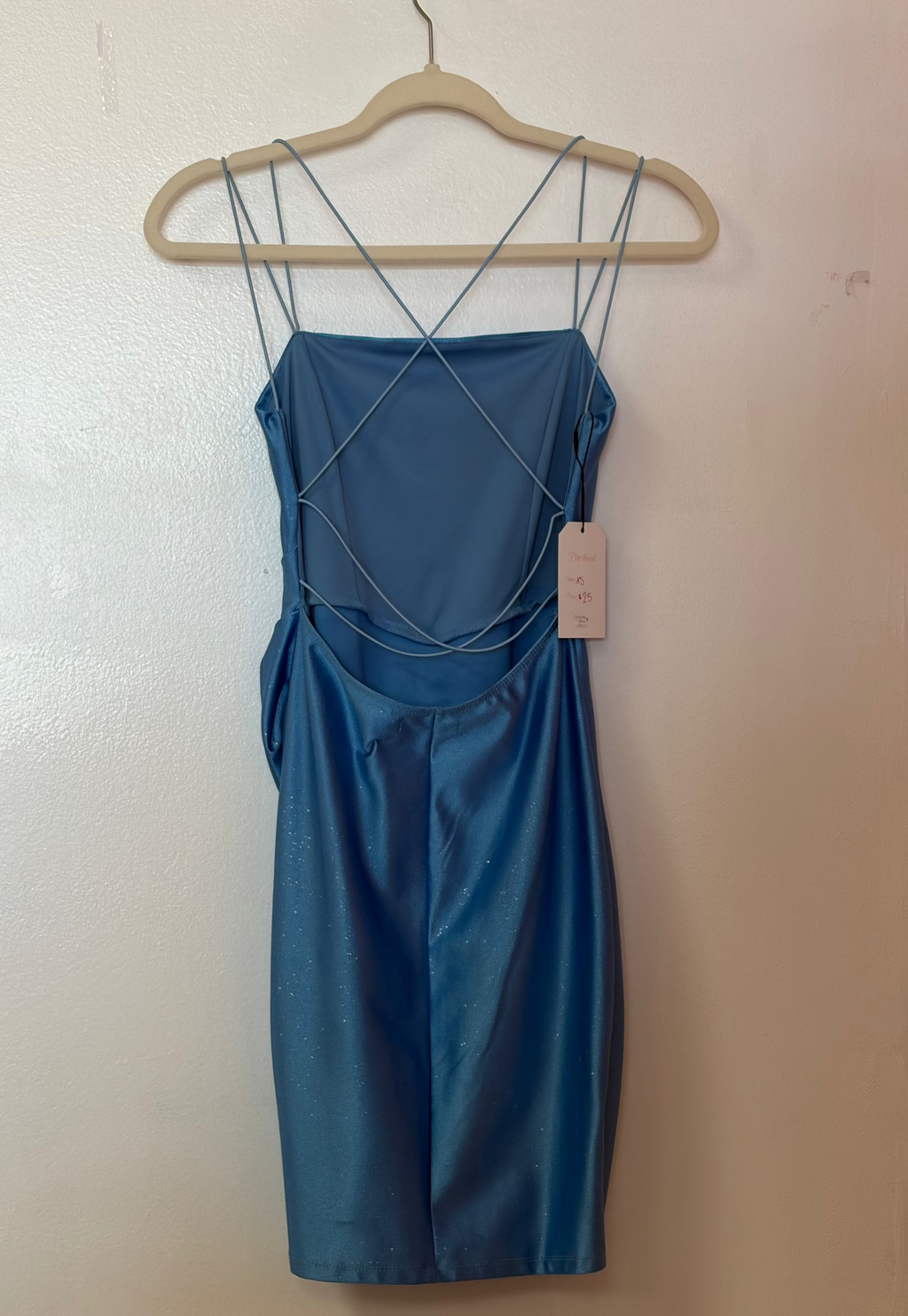 Honey & Rosie Dusty Blue Glitter Bodycon Mini Dress