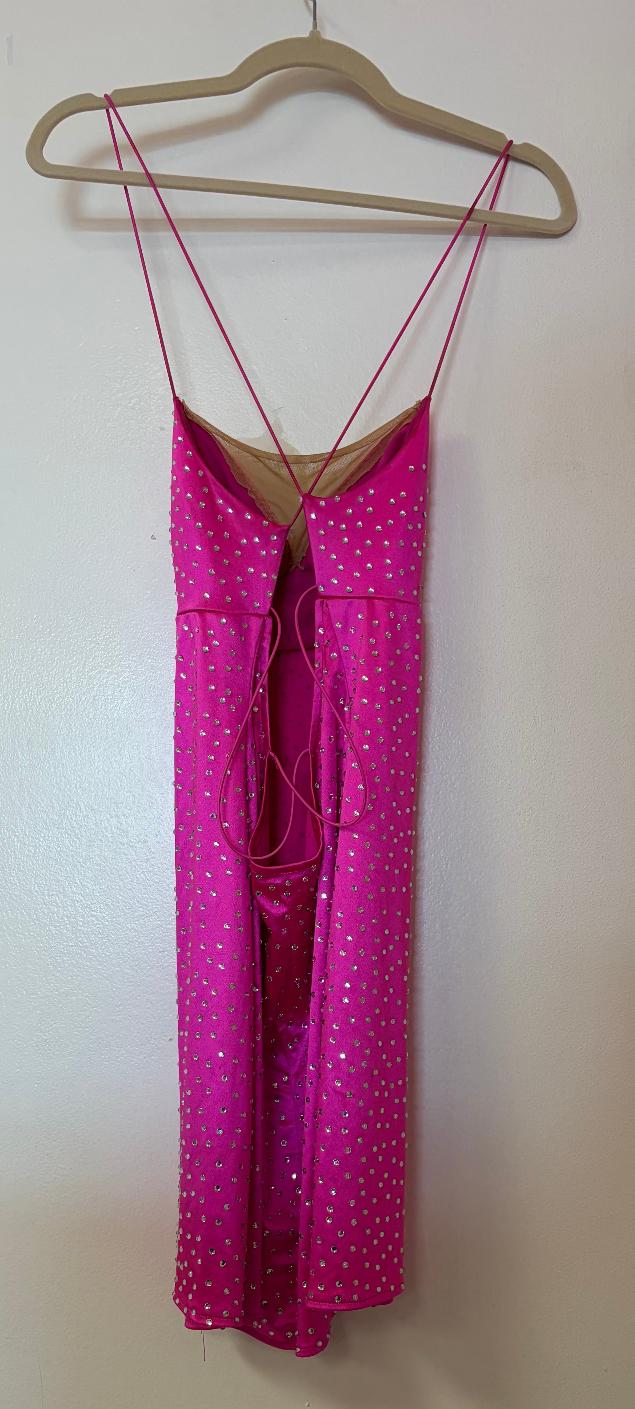 B Darlin Hot Pink Rhinestone Open-Back Cocktail Dress