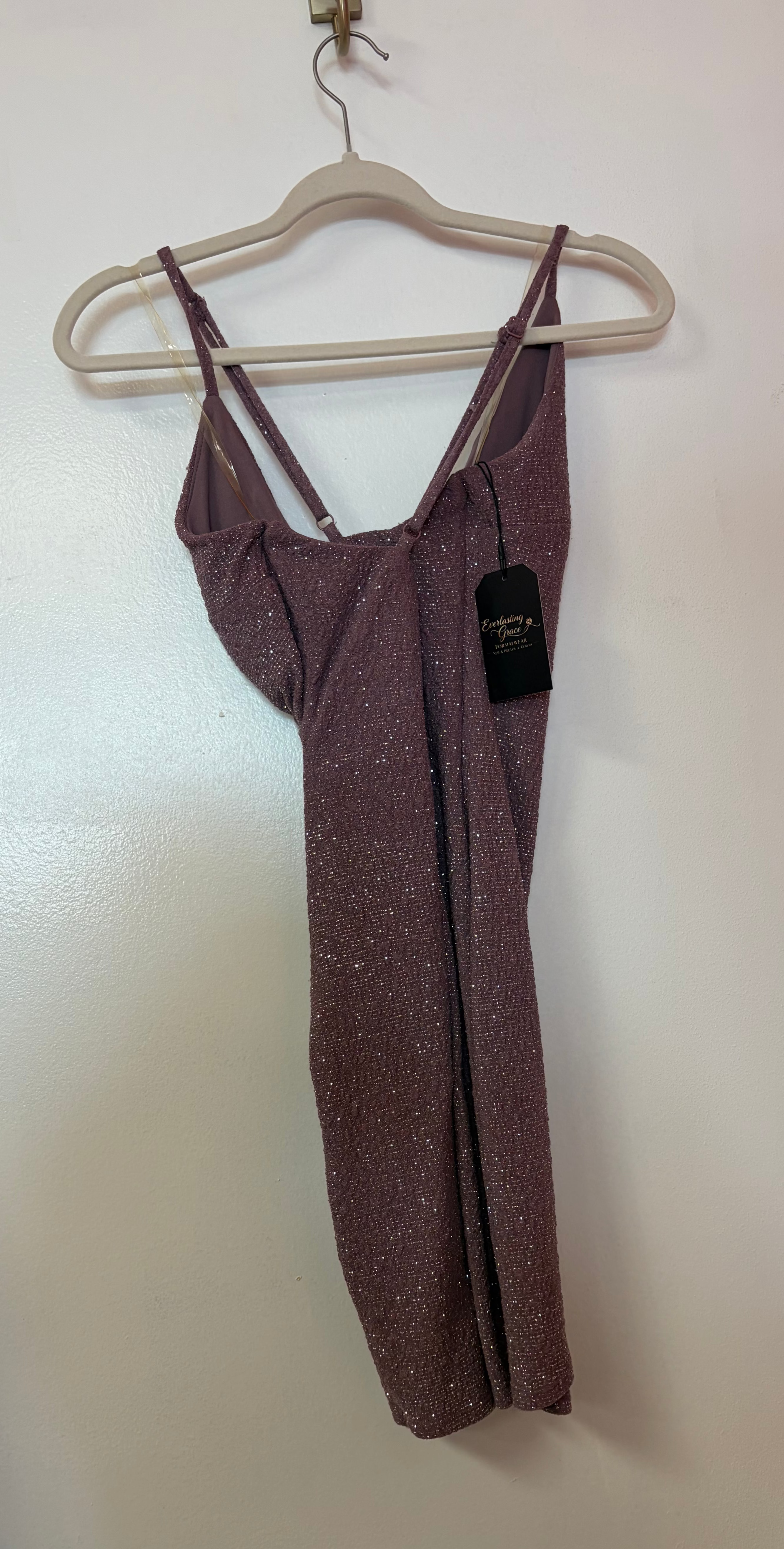 Speechless Mauve Glitter Wrap Cocktail Dress