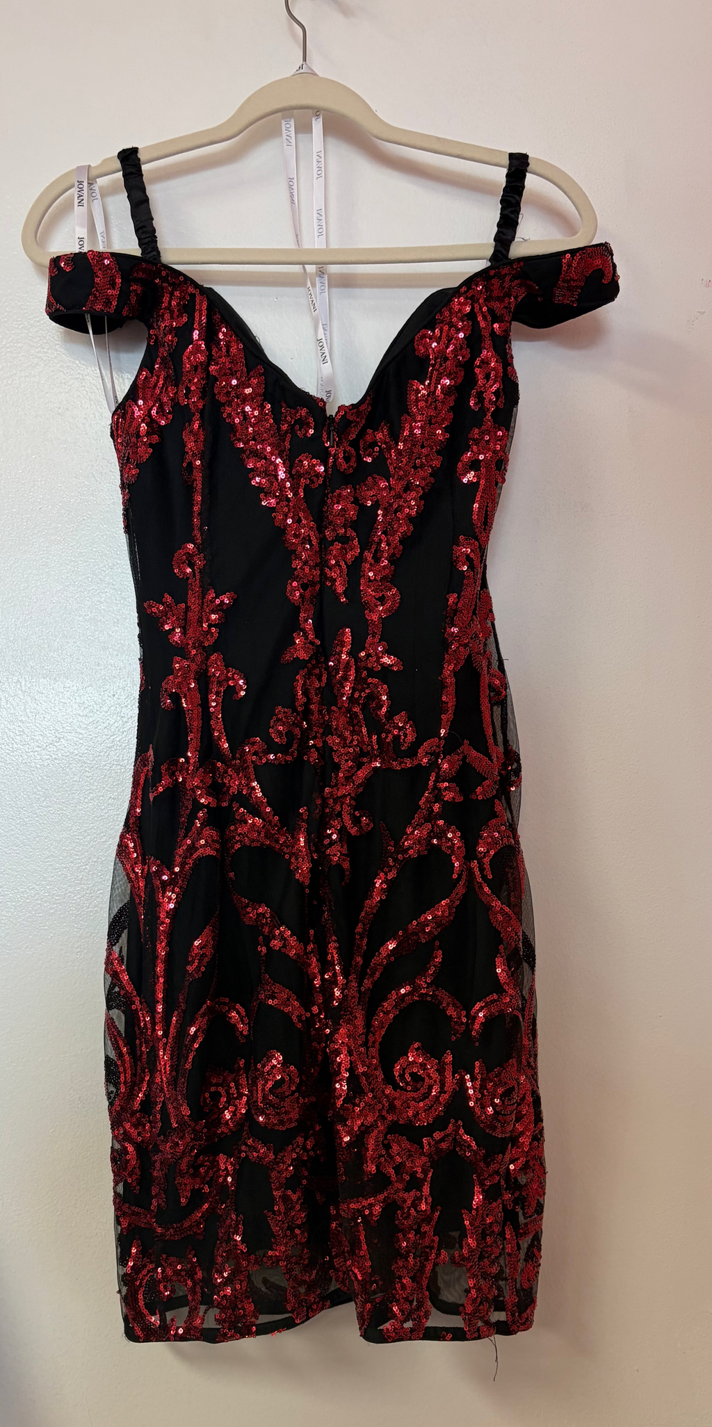 Jovani 2666 Red & Black Sequin Illusion Cocktail Dress