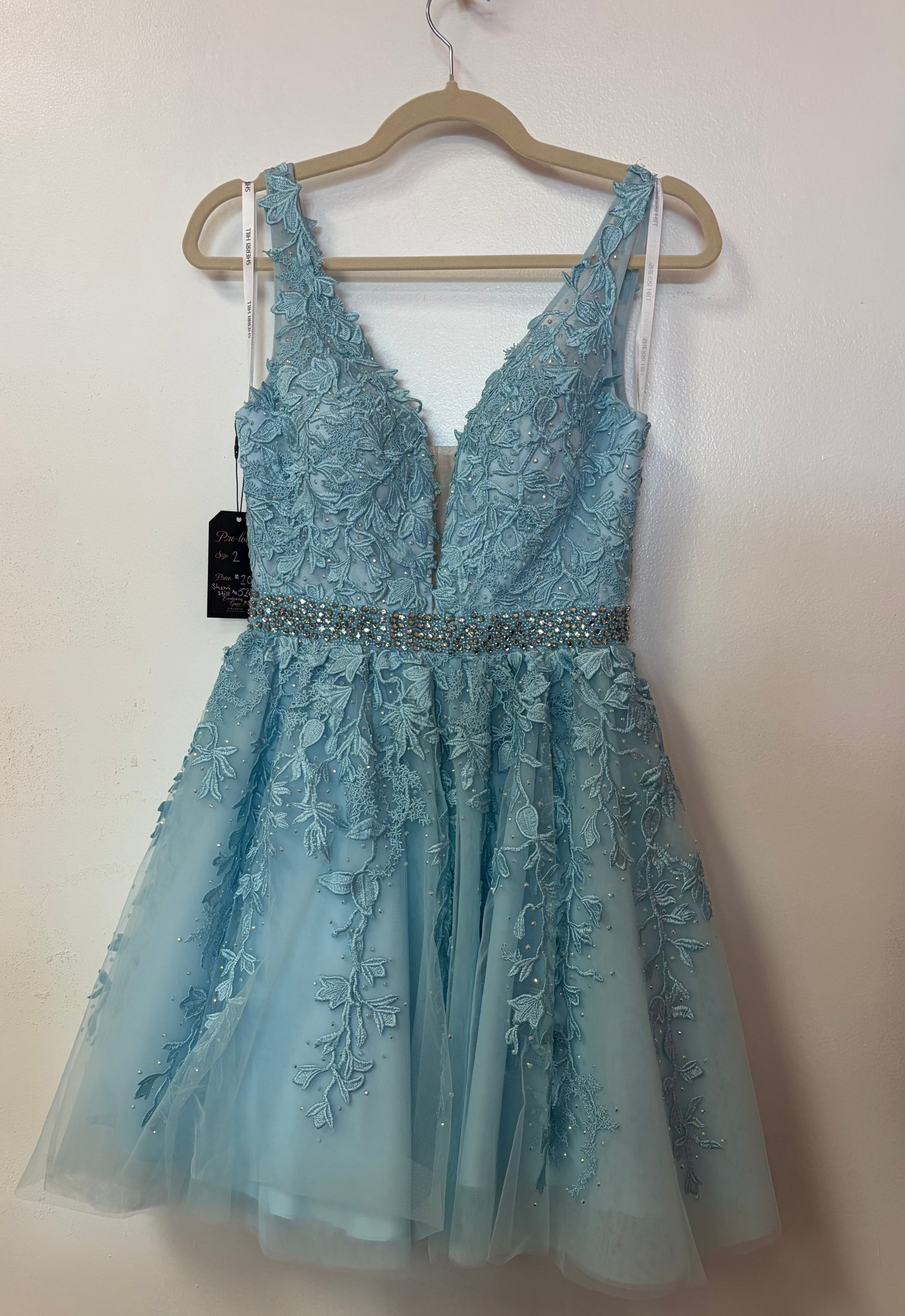 Sherri Hill 52157 Ice Blue Tulle Homecoming Dress
