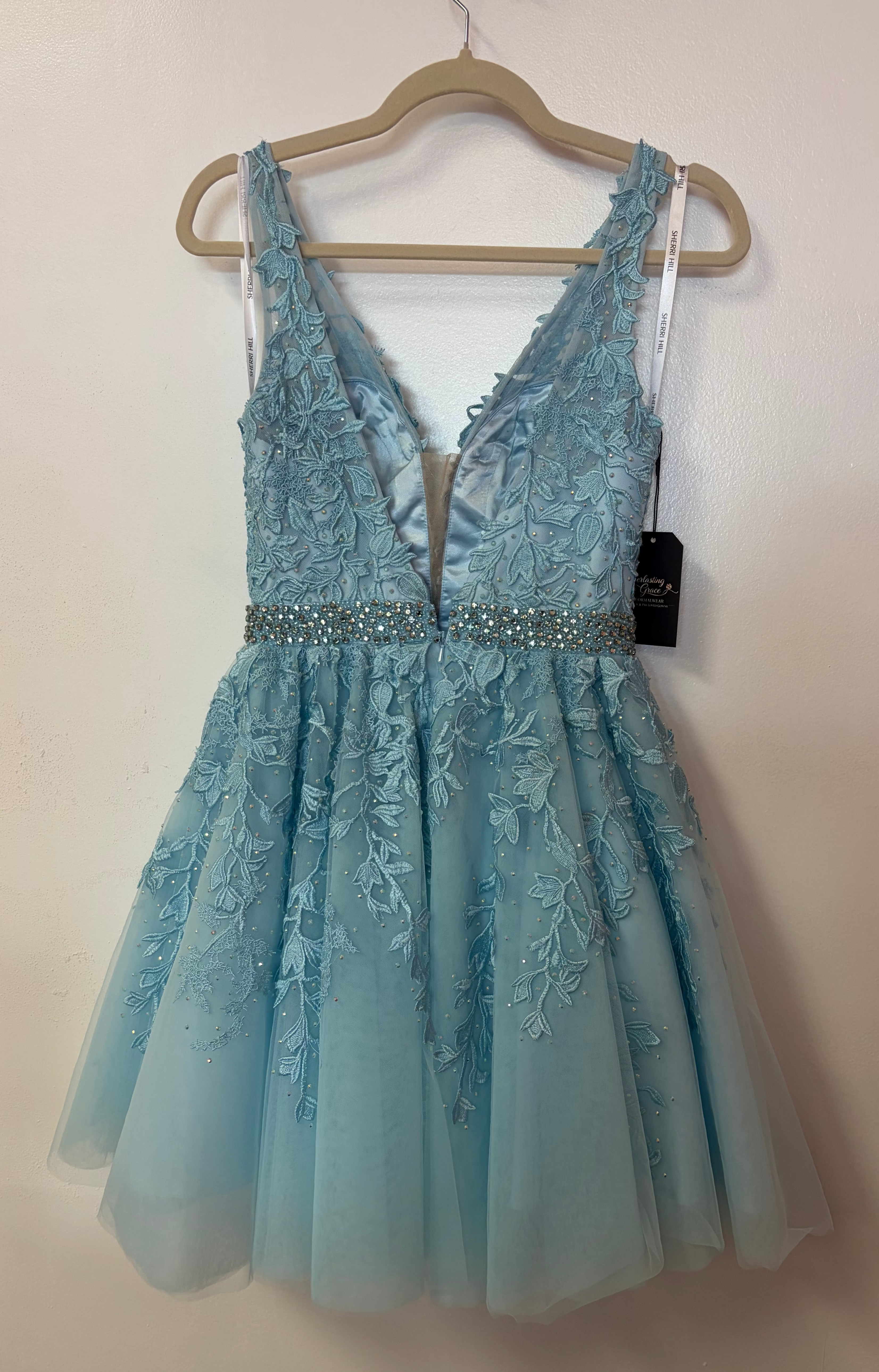 Sherri Hill 52157 Ice Blue Tulle Homecoming Dress