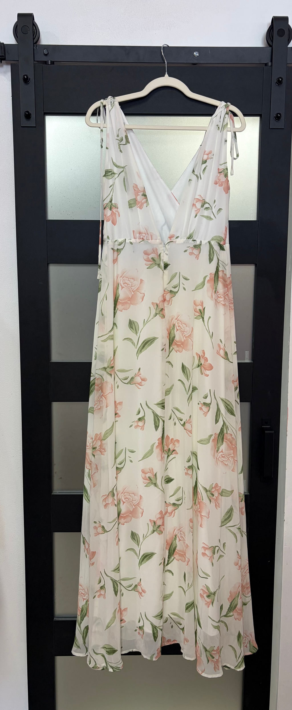 Lulus Ivory Floral Tie-Shoulder Maxi Dress