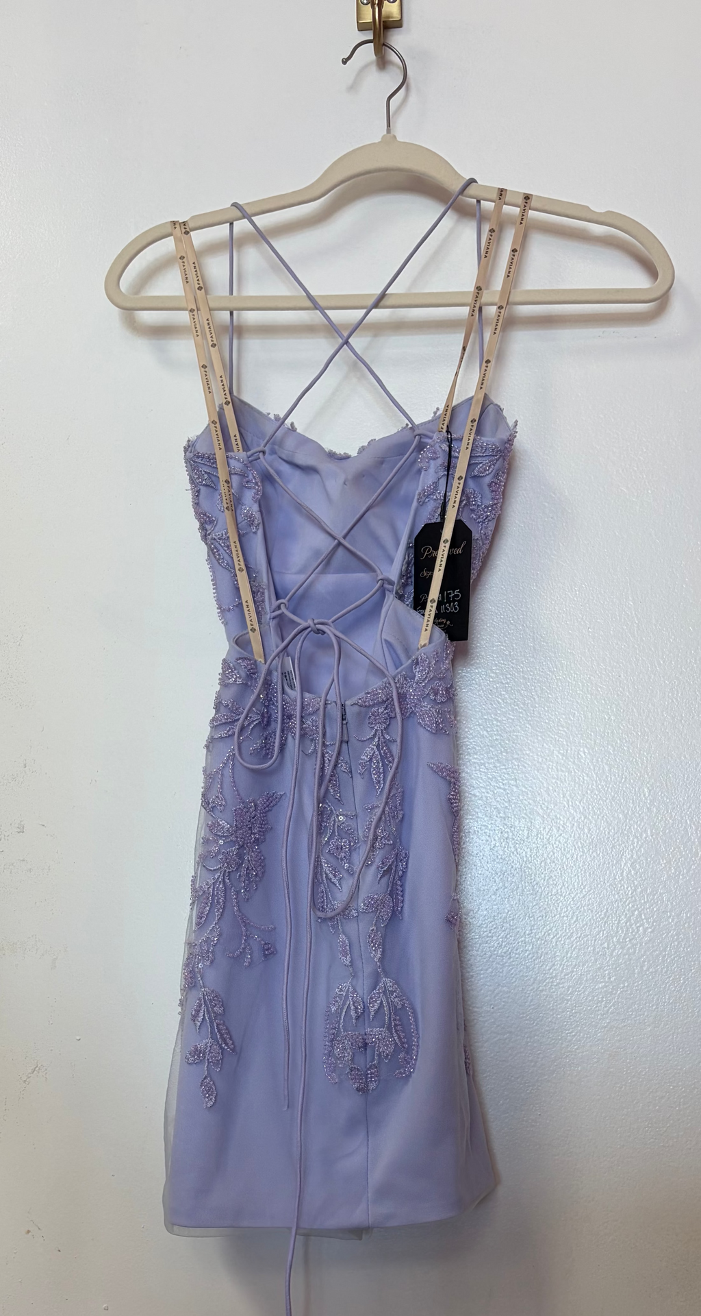 Faviana 11303 Lilac Beaded Lace-Up Homecoming Dress