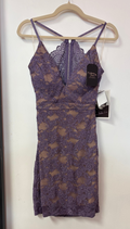 Love, Nickie Lew Plum Lace Open-Back Skater Dress