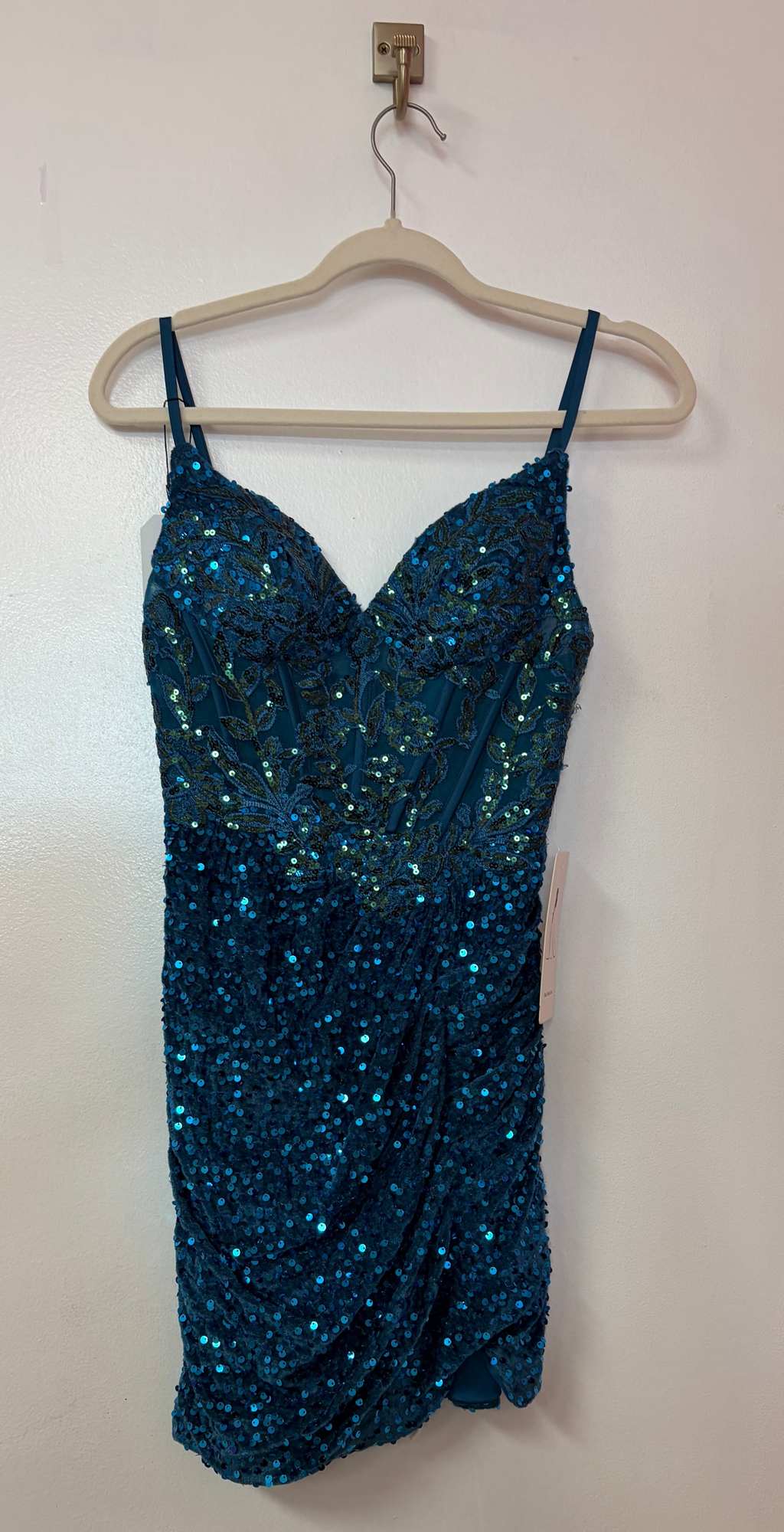 Wear Your Love Teal Sequin Ruched Bodycon Homecoming Dress