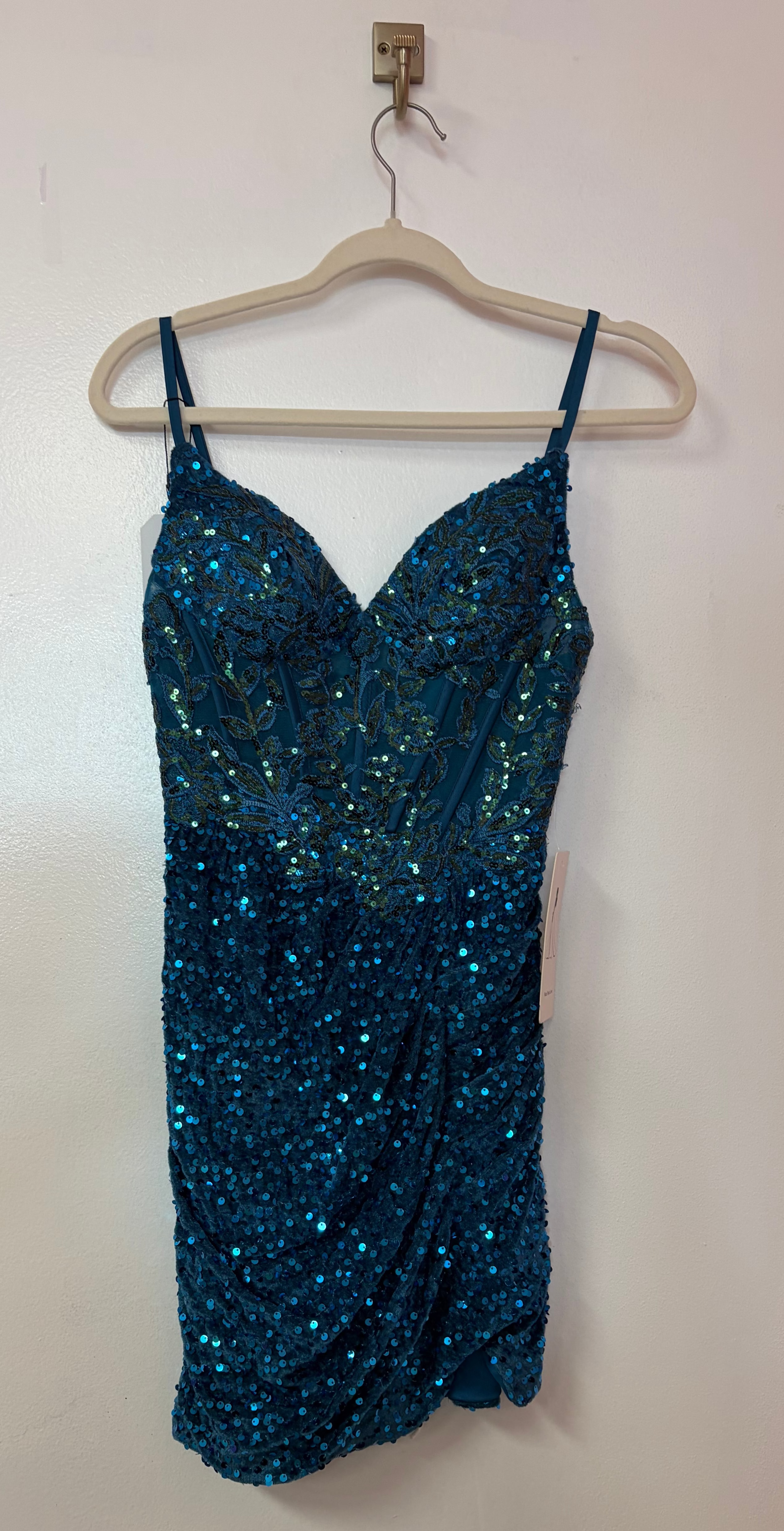 Wear Your Love Teal Sequin Ruched Bodycon Homecoming Dress