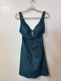 Alyce Paris Teal Crisscross Back Dress