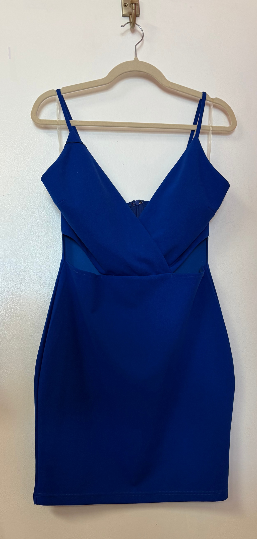 Windsor Royal Blue Bodycon Mini Dress – V-Neck Spaghetti Strap Cocktail Party Homecoming Dress