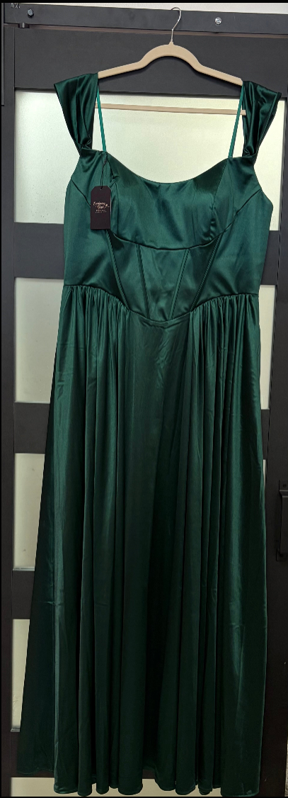 Amoris by Cinderella Divine T612 Satin Corset A-Line Formal Dress with Lace-Up Back