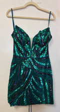 Kiss Prom Teal and Blue Sequin Strapless Dress